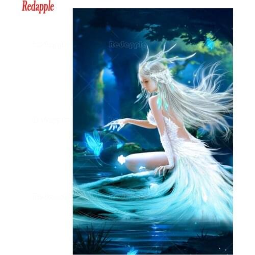 5d diy diamond painting Fantasy art, elf girl in the night diamond painting cross stitch mosaic embroidery diamond round square
