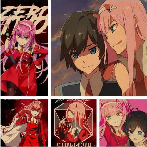 WTQ Anime Posters Darling In The Franxx Retro Poster Canvas Painting Wall Art Picture for Living Room Decoration Home Deco