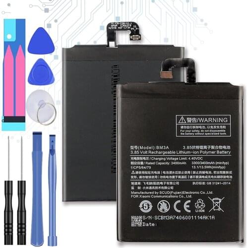 For Xiao Mi Phone Battery BM3A For Xiaomi Note 3 Note3 Replacement BM 3A minote3 Battery 3400mAh Phone Battery With Tools