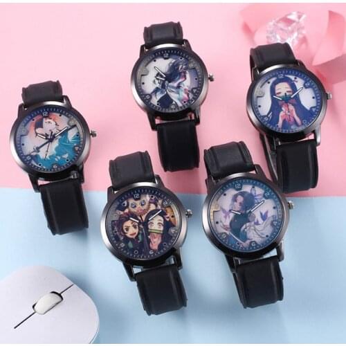 Japanese Anime Demon Slayer Cosplay Watch Kamado Nezuko Fashion Unique Jewelry Watches for Kids Carnival Party Gifts Props