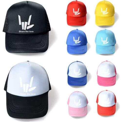 Summer Spring Cartoon Share The Love Print Baby Boy Girl Hats Children Embroidery Cotton Baseball Cap Kid Hip Hop Adjustable Hat