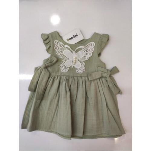Baby girl Butterfly Embroidered With Pearls Müslin Dress