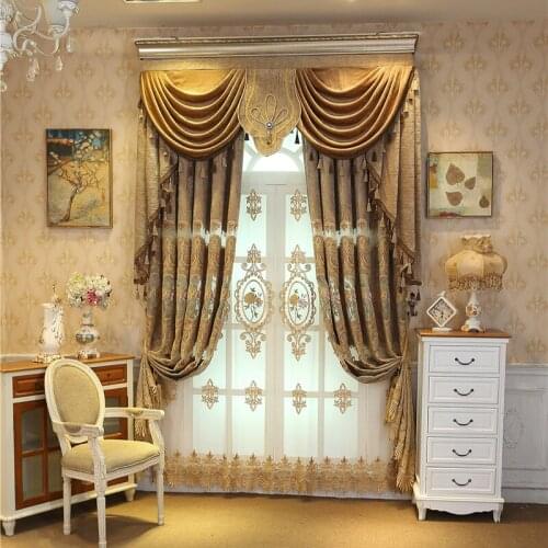 European and American luxury villa embroidered bedroom curtains classic custom high-quality beautiful living room curtains
