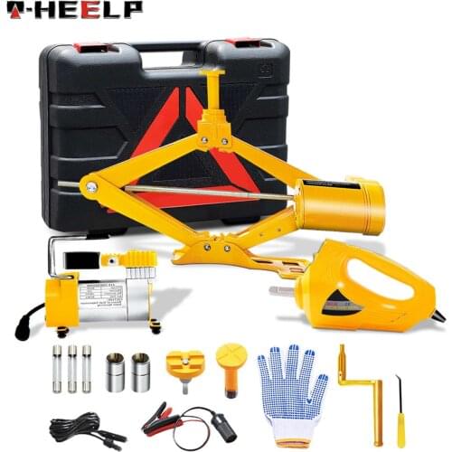 E-HEELP Car jacks 12V Car Electric Jack Lifting Set Impact Wrench Tool Built-in Flash LED Light Car Jacks