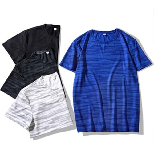 T-shirt mens sports perspiration high elastic quick dry T-shirt breathable thin top large size casual outdoor short sleeves