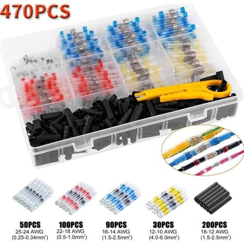 300/500/600Pcs Solder Seal Wire Connectors Kit, Heat Shrink Butt Connectors Waterproof and Insulated Electrical Wire Terminals