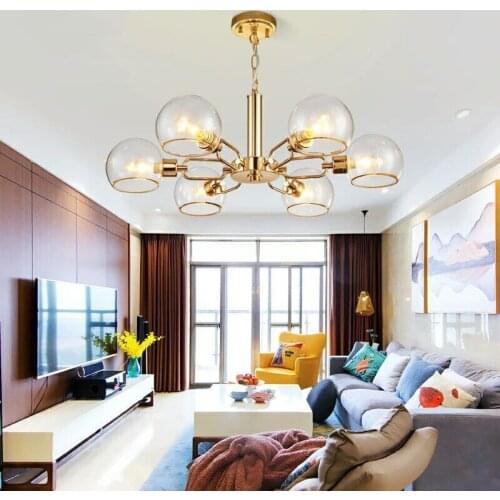 Post Modern A Living Room Lamp Northern Europe Concise A Chandelier Personality Originality Arts Restaurant Lamp Glass Sphere