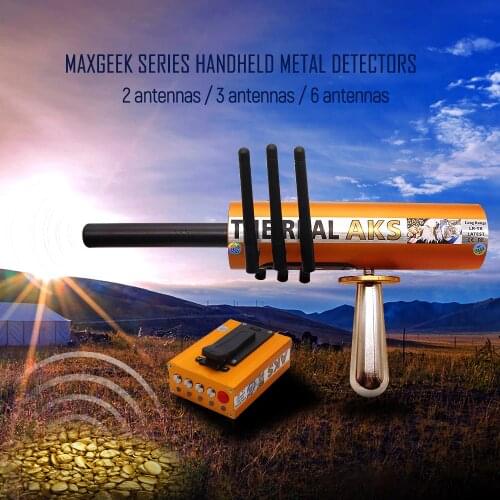 Maxgeek The Real AKS Gold Long Range Metal Detector Gold Detector Golden 6 Antennas Plastic Case for Gold Silver + Filter