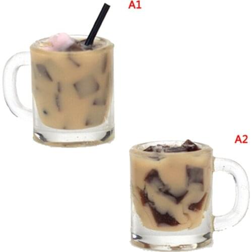 Resin Coffee Milk Jelly Tea Cup Simulation Miniature Drinks Model Toy Mini Decoration 1/12 Dollhouse Miniature Accessories