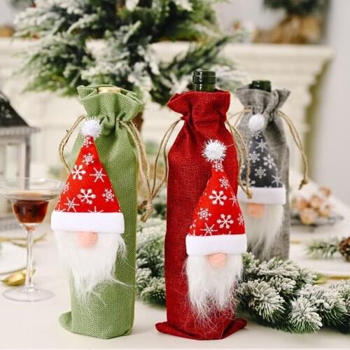 Christmas Wine Bag Wine Bottle Covers with Christmas Faceless Doll New Year Gifts Party Dinning Table Bottle Decoration