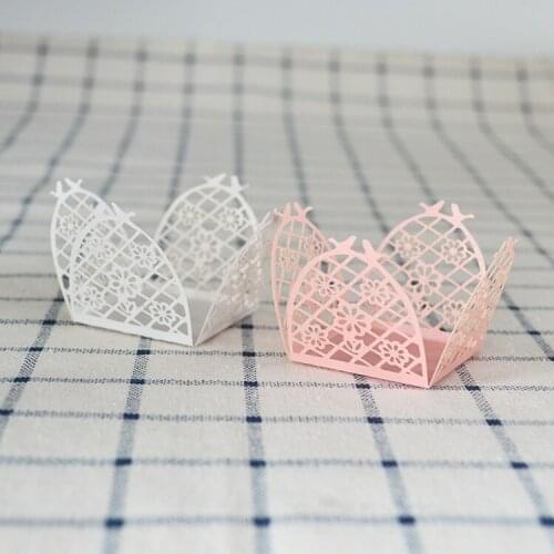 Personalized birds flower laser cut paper mini cupcake sweet wrapper for wedding party decoration