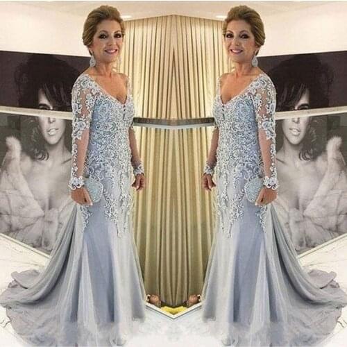 Mother Of The Bride Dresses Plus Size hwlf Appliques V-Neck Women Formal Wedding Evening Party Guest Dresses efashiongirl