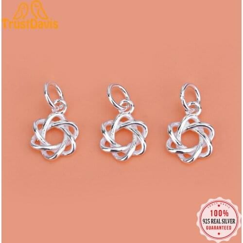 TrustDavis Real 925 Sterling Silver Fashion Hollow Six Star Charm Pendant Handmade DIY Accessories Fine Jewelry Wholesale HY128