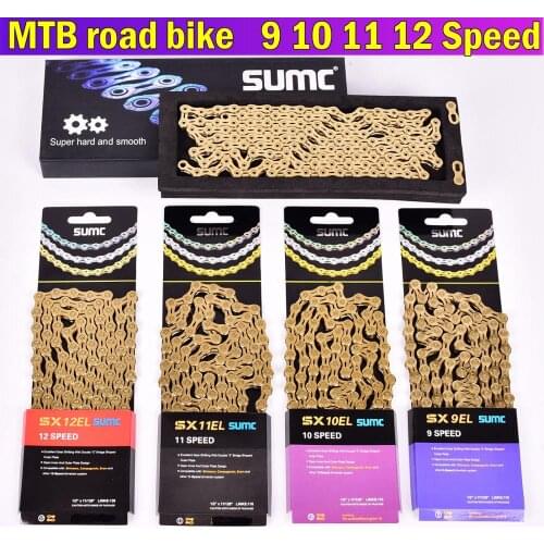 SUMC MTB Road Bike Chain 9 10 11 12 Speed SL Golden Gold Chain 116L 126L Hollow Gold Chain With missinglink For Shimano Sram