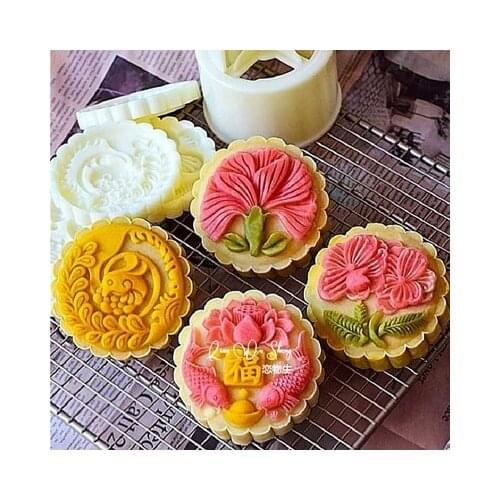 DIY Handmade Three-dimensional Thick Mid-autumn Moon Cake Mold 50g63g75g125g Sunflower Mung Bean Pastry Biscuit Impression