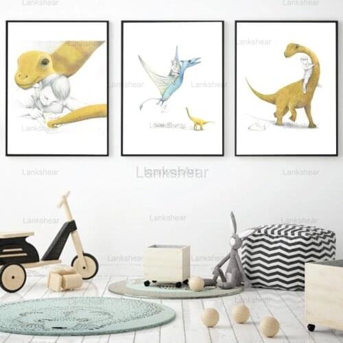 Nordic Dinosaur Monster Posters and Prints Wall Art Canvas Painting Draw Fly Walk Dinosaur Home Decor Pictures Children Room