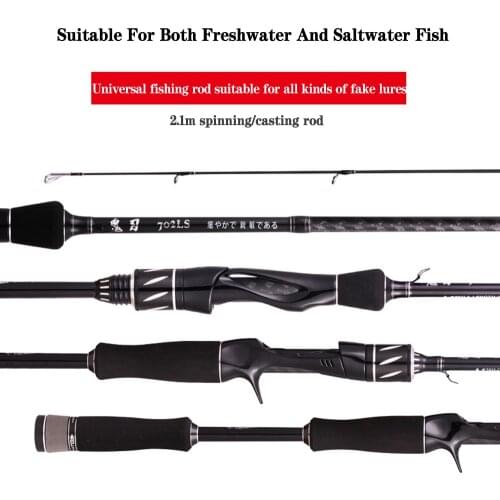 2.1m 2 Sections Spinning Rod Surf Casting Rods Carbon Fiber Saltwater Fishing Pole Lure Weight 2-15g L Power Travel Fishing Rod
