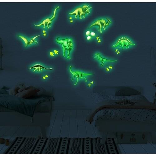 Luminous Dinosaur Sticker Cartoon wallpaper childrens room kindergarten playground background decor self-adhesive wall sticker