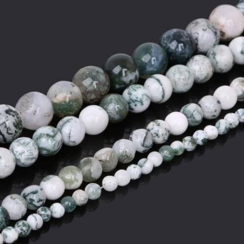 High Quality AAA Natural Stone Beads Moss Round Shape Loose Beads Dia. 4/6/8/10mm for Diy Jewelry Making Bracelet Necklace