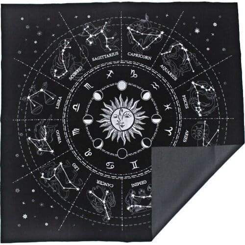 1PC 12 Constellations Tarot Card Tablecloth Velvet Divination Altar Cloth Board Game Fortune Astrology Oracle Card Pad