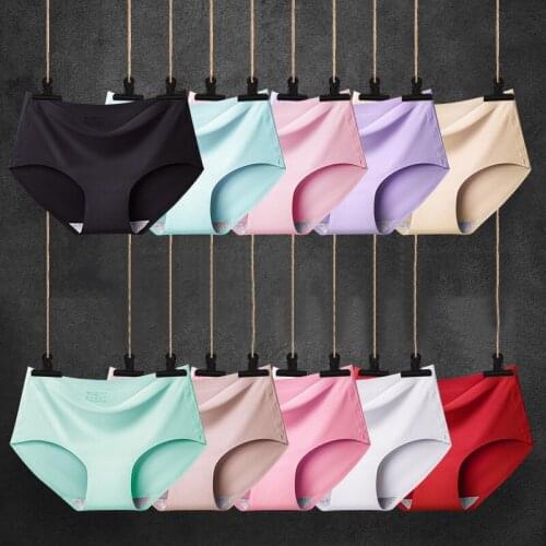 2020 5pcs/lots Women Simple Seamless One-piece Solid Color Sexy Underpants Female Ladies Majtki Bezszwowe Comfortable Briefs New