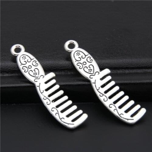 25pcs Silver Color Color Combs Charm Hairdresser Pendants For Women Hair Salon Jewelry Making DIY Handmade A2923