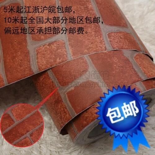 Free shipping 3d stone wallpaper waterproof wallpaper for bathroom boeing film furniture red wall tile self adhesive paper