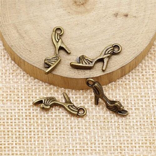 Free shipping 72pcs 20x11mm antique bronze Ladies sandals charms diy retro jewelry fit Earring keychain hair card pendant