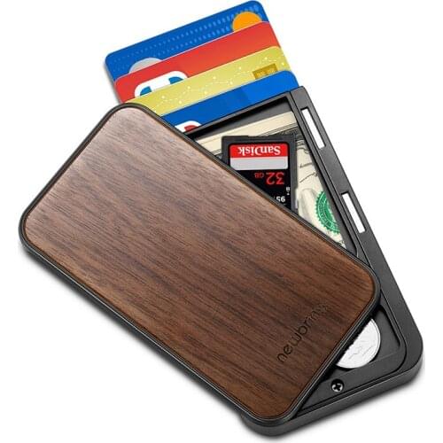 Wood and PC RFID Blocking Card Case Credit ID Card Holder Wallet Bag Outside Pocket Cards Organizer Elastic Bandage Card Bags