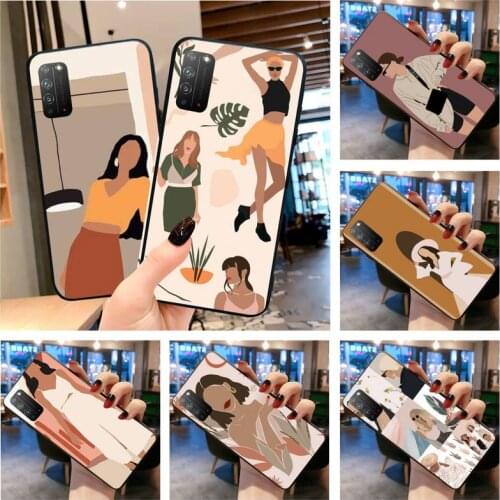 Vintage girl minimalist art Phone Case for Huawei Honor 30 20 10 9 8 8x 8c v30 Lite view 7A pro