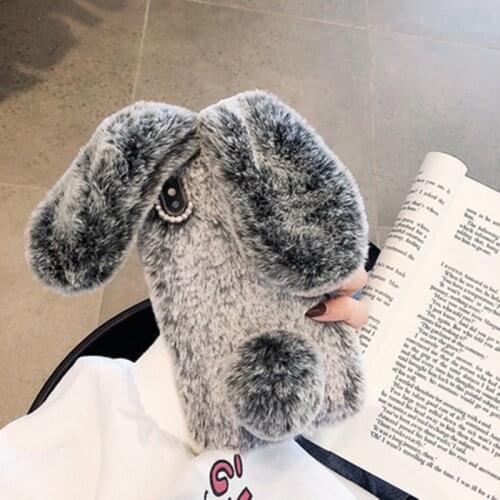 For Huawei P20 lite E P40 P30 Pro Phone Case Fluffy Rabbit Cute Bunny Plush Cover honor 30 20 S 10i 10 9X 9A 8A 7A 6X 6A 6C case