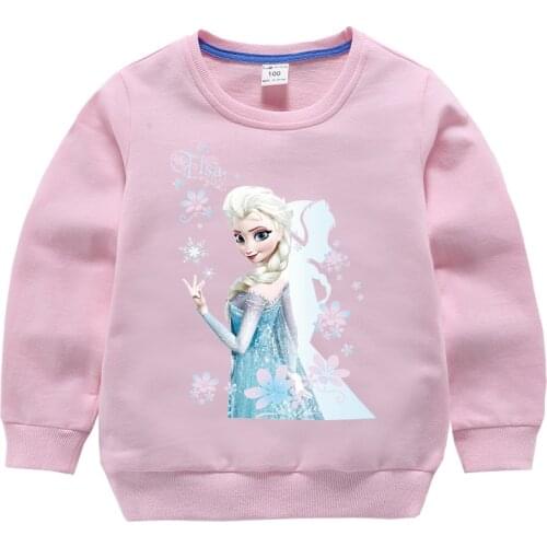 Disney Frozen Cartoon Sweatshirt for Baby Girls Clothes Autumn Elsa Sweater Shirts Long Sleeve Cotton Shirt Children Tops Frozen