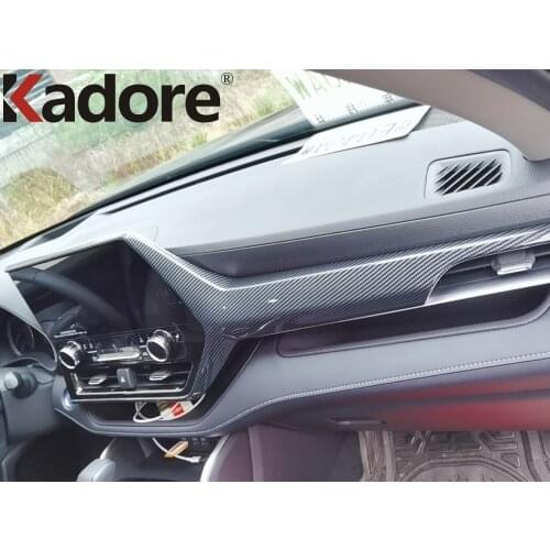 For Toyota Highlander Hybrid 2021 2022 Carbon Fiber Left Center Console Control Strip Cover Trim Car Styling Accessories LHD