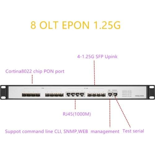 EPON OLT 8 PON port OLT GEPON support L3 Router/Switch 8 SFP 1.25G SC multimode Open software Open software WEB management
