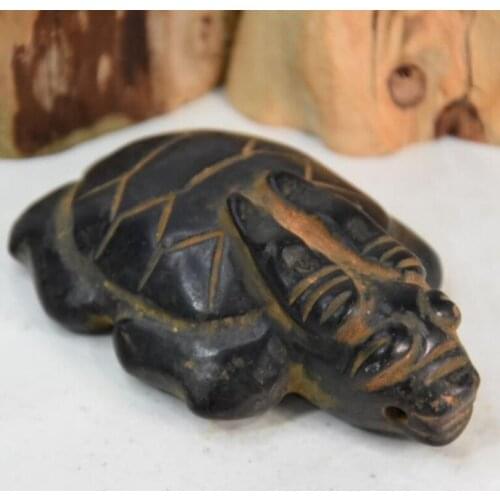 Hongshan culture archaize black iron meteorite longevity turtle statue