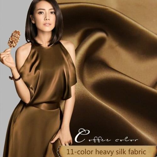 Brown series 100% mulberry silk 16.5 mm Print silk crepe satin fabric Clothing fabric high - grade silk dress shirt H1702