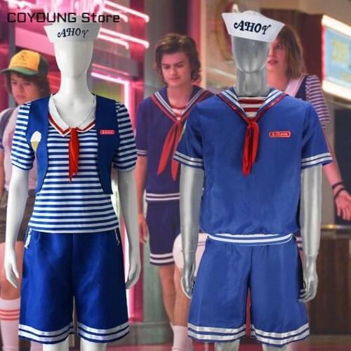 2020 Cosplay Costume Stranger Things Season 3 Robin Steve Harrington Scoops Ahoy Adult Men/women Halloween Suit Sailor Uniform