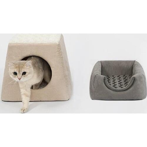 Pet Dog Cat Tent House Kennel Winter Warm Nest Soft Foldable Sleeping Mat Pad Doghouse Pet Warm Bed Mat Pet Bed