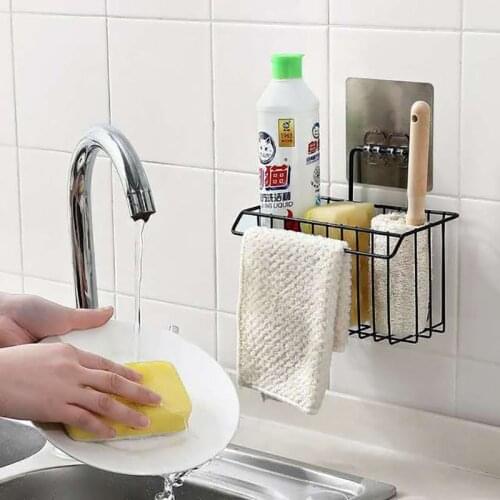 Kitchen Sponges Holder Self Adhesive Sink Organizer Storage Soap Sponges Drain Drying Rack Storage Holder Kitchen Accessories