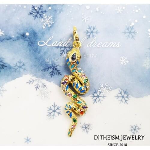 Pendant Golden-coloured Twisted Snake in Genuine 925 Sterling Silver fit Necklace Boho Jewelry Fertility Healing Gift For Women