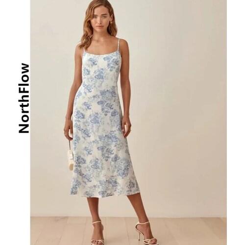 Northflow Women Summer Dress Backless Sexy Spaghetti Strap Midi De Fiesta Party Dress Vestidos Robe Femme