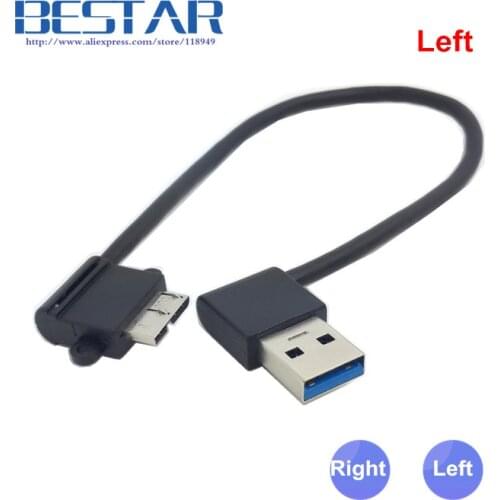Left & Right angled 90 degree USB3.0 USB 3.0 A Male to Micro B Male 90 degree cable Black