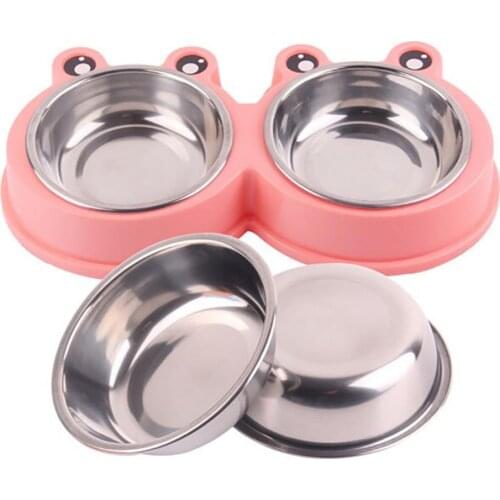 80% Hot Sales!!! Cute Frog Shape Pet Bowl Food Water Container Stainless Steel Dog Cat Feeder