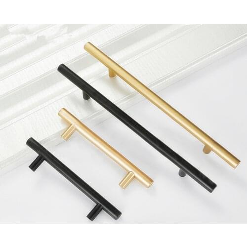Brushed Black Gold Straight Cupboard Handles Knobs Stainless Steel Brushed Black Gold Kitchen Door Handles Cabinet Pull