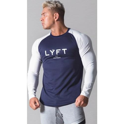 Mens Long Sleeve Quick dry T-shirt Gym Fitness t shirt Male Running Sports Jogging Workout Training Tees Tops