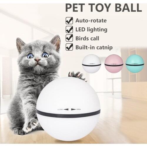 Cat Ball Pet Toy Bumper Ball Electric Cat Toy Ball LED 360 Self Rotating Ball Catnip Automatic Interative Kitten DogToy
