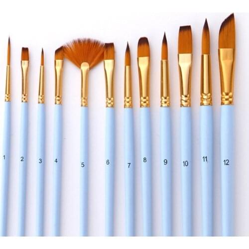 12 Combination Nylon Hair Brush Sets Three Pen Holders With Fan-shaped Watercolor Pen Set Art Supplies