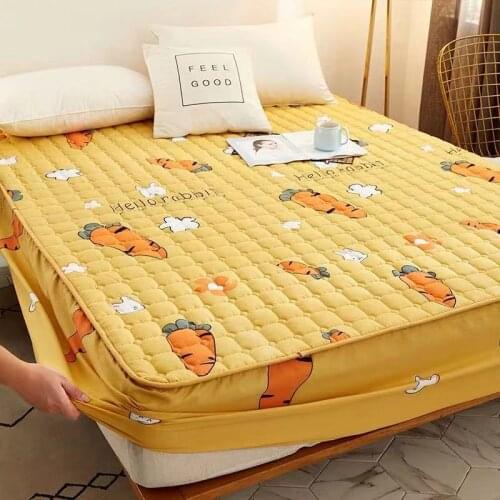 Printing Quilted Mattress Cover Anti Dust Mite Bed Pad Protector Cover King Queen Fitted Bed Sheet Mattress Topper No Pillowcase