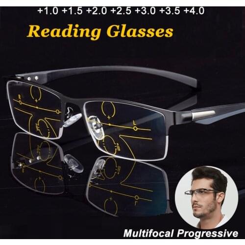 CLLOIO Business Office Reading Glasses For Men Women Multifocal Progressive Reading Glasses Anti Blue Light Presbyopic Eyewears