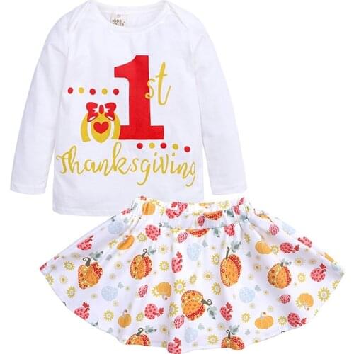 Halloween Baby Girl Clothes Newborn Baby Thanksgiving Outfit Top With Pumpkin Printed Skirt Children Clothing Outfit